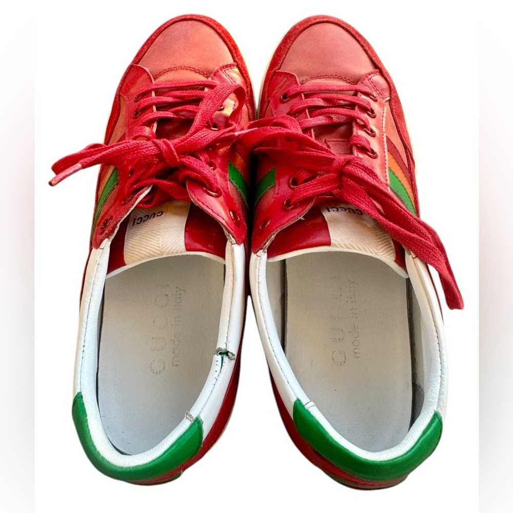 Gucci Men’s Red Leather Low Top Sneaker | Size 10 - Picture 7 of 16